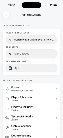 Formulár úprav