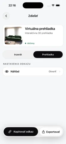 Zdieľanie prehliadky