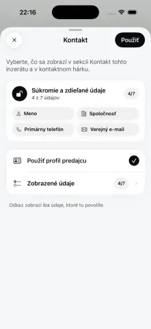 Nastavenia kontaktu predajcu