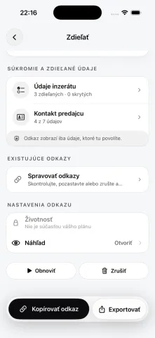 Nastavenia odkazu