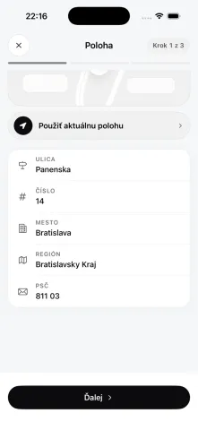 Vyplnená adresa