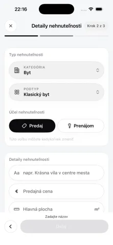 Krok 2: detaily nehnuteľnosti