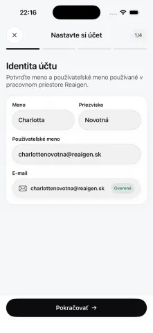Nastavenie: identita účtu