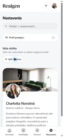Náhľad profilu pre klienta